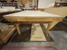 Custom-built Wooden Shop Table with Partially Completed Acrylic "Beer Pong" Table Top