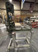 Heavy Duty Vertical Metal Cutting band Saw Mounted on Custom Built Metal Cart with Casters