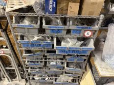 Mobile Industrial Wire Rack on Casters 36inWx14inDx56inH, 7 Shelves + Contents, Nuts, Bolts,