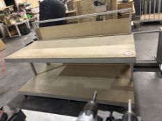 Custom-built Metal and Wood Shop Table on Casters, 64inWx30inDx28inH