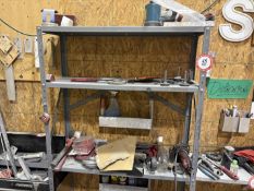 5-Shelf Metal Shelving Unit+ Contents, Plyers, Fastners, Files, Gloves, Solvents, etc.