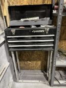 Husky 3-Drawer Metal Toolbox on a Custom Made Metal Stand + Contents, Assorted Hardware