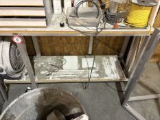 Custom-built Wooden and Metal Shop Table, 104inWx19inDx36inH