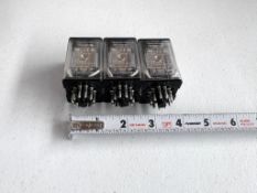 (3) MAGNECRAFT GENERAL PURPOSE RELAYS, MODEL 750XCXRM4L-24D, TYPE 3PDT/3 POLE, PLUG IN RELAY