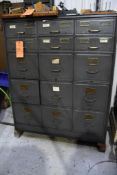 VINTAGE 15 DRAWER CABINET, 43"W x 2'D x 51"H, NO CONTENTS