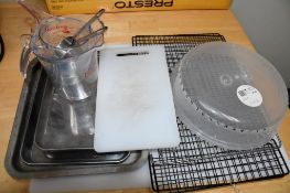CUTTING BOARDS, SMALL METAL TRAYS, COOLING RACKS, MICROWAVE COVER, MEASURING CUPS