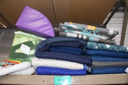 PILE OF BLANKETS, SHEETS, COVERS, ETC.