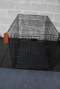 LARGE FOLDABLE WIRE DOG CRATE, APPROX. 28" x 42" x 30"H