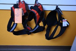 (3) DOG LINE HARNESSES, (2) XL AND (1) L
