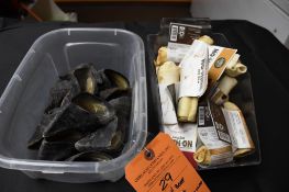 (2) BINS WITH BEEF HOOVES AND NO-HIDE CHEWS