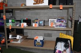 METAL SHELVING UNIT W/PARTICLE BOARD SHELVES, 102"W X 30"D X 6'H, NO CONTENTS