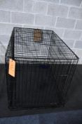 LARGE FOLDABLE WIRE DOG CRATE, APPROX. 28" x 42" x 30"H