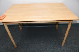 SMALL WOODEN BUTCHER BLOCK TYPE TABLE, 4' X 30"