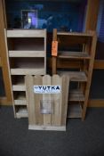 (2) WOODEN SHELVING UNITS - APPROX. 18" x 12" x 49"H AND YUTKA MARKERS BOARD
