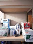 ALL MISC ITEMS THIS SECTION OF SHELF; COMPOUND, PLASTIC SHEETING, ETC.