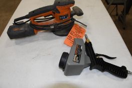 CENTRAL MACHINERY 18 OZ PNEUMATIC ABRASIVE BLASTER & RIDGID R26N ROTARY SANDER W/DUST BAG