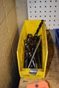BIN OF DRILL BITS AND SOME MISC. TOOLING