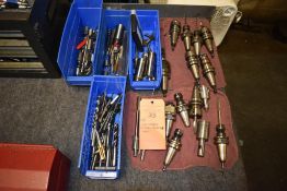 (12) TOOL HOLDERS AND MISC. TOOLING IN BINS