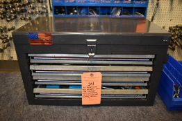 ALL AMERICAN SIX DRAWER LIFT TOP TOOLBOX WITH CONTENTS; COLLETS, ASSORTED TOOLING AND MISC.