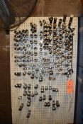 HUGE ASSORTMENT OF COLLETS ON PEGBOARD