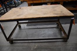 STEEL FRAMED ROLLING TABLE, NO CONTENTS, 3' x 5' x 30"H