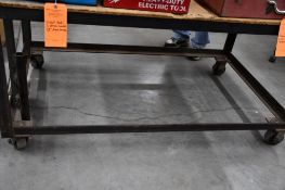 STEEL FRAMED ROLLING TABLE, NO CONTENTS, 3' x 5' x 30"H