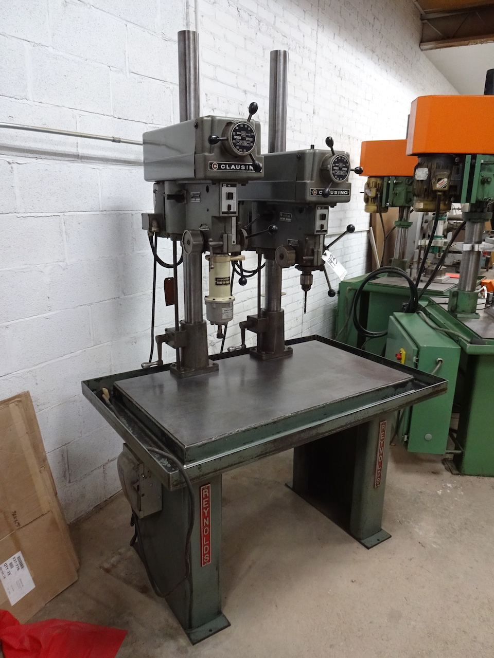 CLAUSING MODEL 1668 2-SPINDLE VARIABLE SPEED PRODUCTION DRILL, S/N 528415 & 528409, 3/4 HP, 42 X