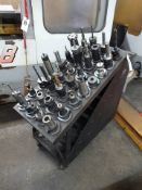 LOT (32) ASSORTED 50-TAPER CNC TOOL HOLDERS WITH BIG BEAR TOOL CART