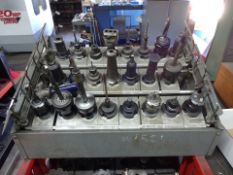 LOT (23) ASSORTED 40-TAPER CNC TOOL HOLDERS, INCLUDES TOOL RACK