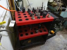 LOT (24) ASSORTED 40-TAPER CNC TOOL HOLDERS, INCLUDES TOOL CART