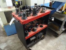 LOT (30) ASSORTED 50-TAPER CNC TOOL HOLDERS, TOOL CART