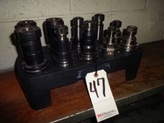 LOT (10) ASSORTED 40-TAPER CNC TOOL HOLDERS, WITH RACK