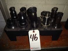 LOT (10) ASSORTED 40-TAPER CNC TOOL HOLDERS, WITH RACK