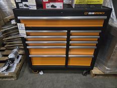 GEAR WRENCH 11 DRAWER TOOL BOX W/ KEY AND ON CASTERS 41 X 18 X 43"