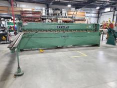 Wysong Model A-168 18-GA. pneumatic power squaring shear. 169" bed width.