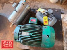 Motors: WEG 10 HP 3,450 RPM Motor, Baldor 20 HP 3,525 RPM Motor, Toshiba 50 HP 1,770 RPM Motor