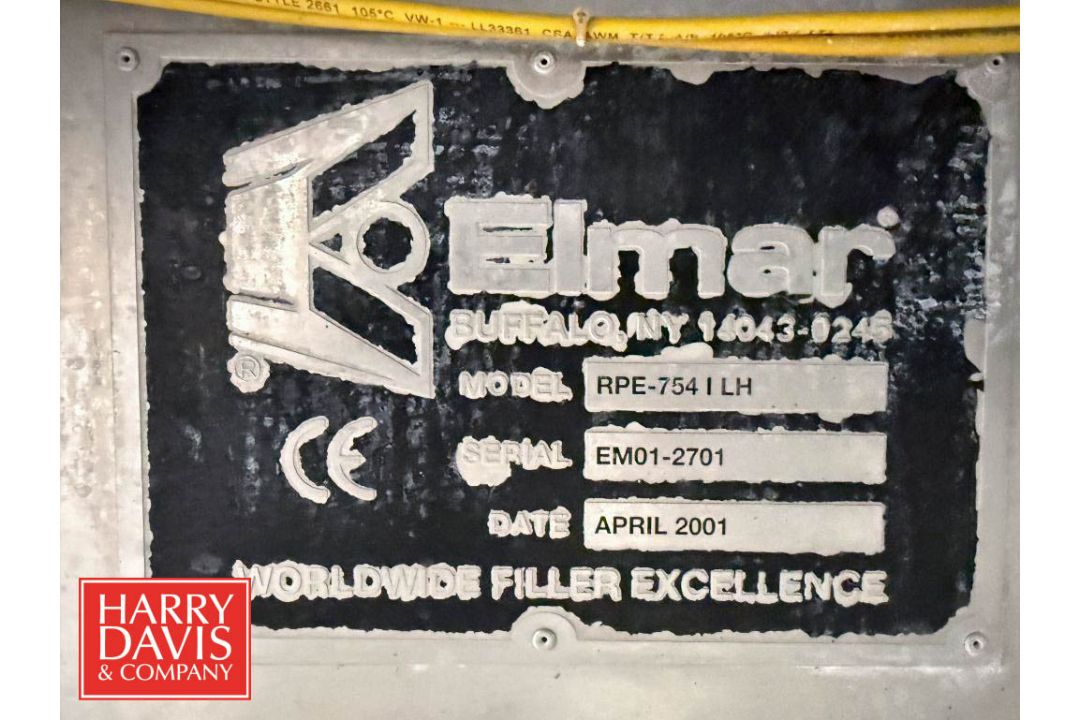 Elmar 54-Head Rotary Piston Filler, Model: RPE-754 1 LH, S/N: EM01-2701 with 38mm Cap Seamer - Image 9 of 9