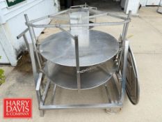 Portable S/S Block Cart with (2) Cheese Wheel Racks with Drip Pan and Cart Mover