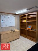 Office Desk, L-Shaped Desk, (2) Office Chairs, Cabinet, White Board and Xerox Versalink Printer