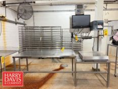 SPX S/S Digital Scale: 2' x 2', Model: 665, S/N: 099715 with S/S Table and HP Touch Screen Monitor