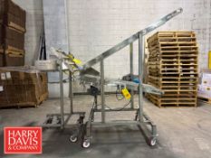 Portable Flighted S/S Chain Conveyor: Top: 71” x 24”, Bottom: 55” x 24” (Location: Woburn, MA) -
