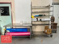 S/S Portable Metro Rack, S/S Table and S/S Portable Liner Cart (Location: Charlestown, MA) - Rigging