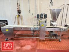 MBC Portable S/S Transfer Conveyor: 143” x 13”, Model: MA-4-5-6-7-8, S/N: DOR-061186 with S/S Hopper