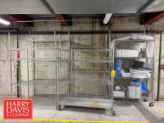 S/S Metro Racks with Whisks, Pots, Buckets and Bowls (Location: Charlestown, MA) - Rigging Fee: $