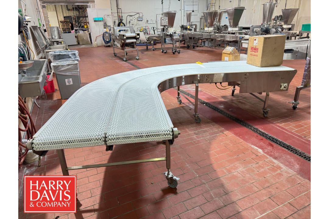 Portable Dual 90°Turn S/S Conveyor: 164” x 33” with Drive (Location: Bellmawr, NJ) - Rigging Fee: $ - Image 1 of 2