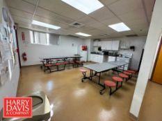 (2) Portable Foldable Cafeteria Tables, Refrigerator, (2) Microwaves and Hotpoint Oven (Location: