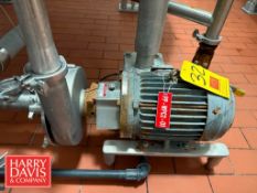 Fristam Centrifugal Pump, Model: FPX3541 with 5 HP 1,760 RPM Motor: Mounted on S/S Base