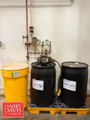 (2) 55 Gallon Poly Ammonia Compressor Fluid Drums, and 55 Gallon Spill Kit Drum