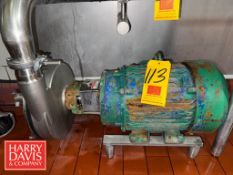 Fristam Centrifugal Pump, Model: FPX3551-250 with 5 HP 1,465 RPM Motor: Mounted on S/S Base