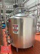 DCI 300 Gallon Jacketed Dome-Top, Dish-Bottom S/S Culture Tank, S/N: JS2210 with Bottom Sweep
